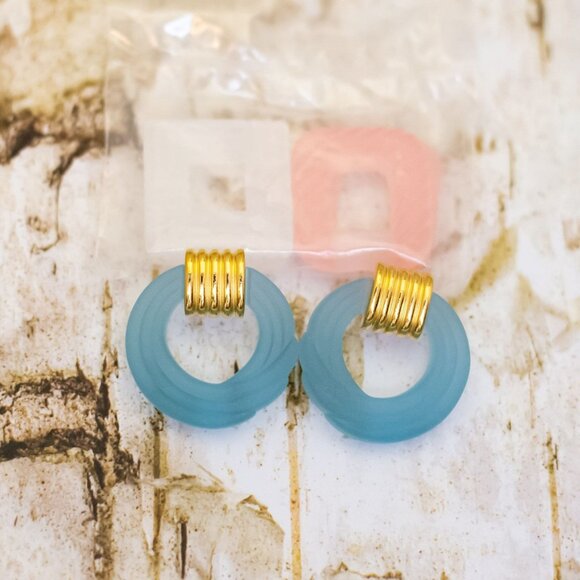 Vintage Blue Halo Ring Convertible Dangle Earrings by Avon - B15 - Picture 1 of 2